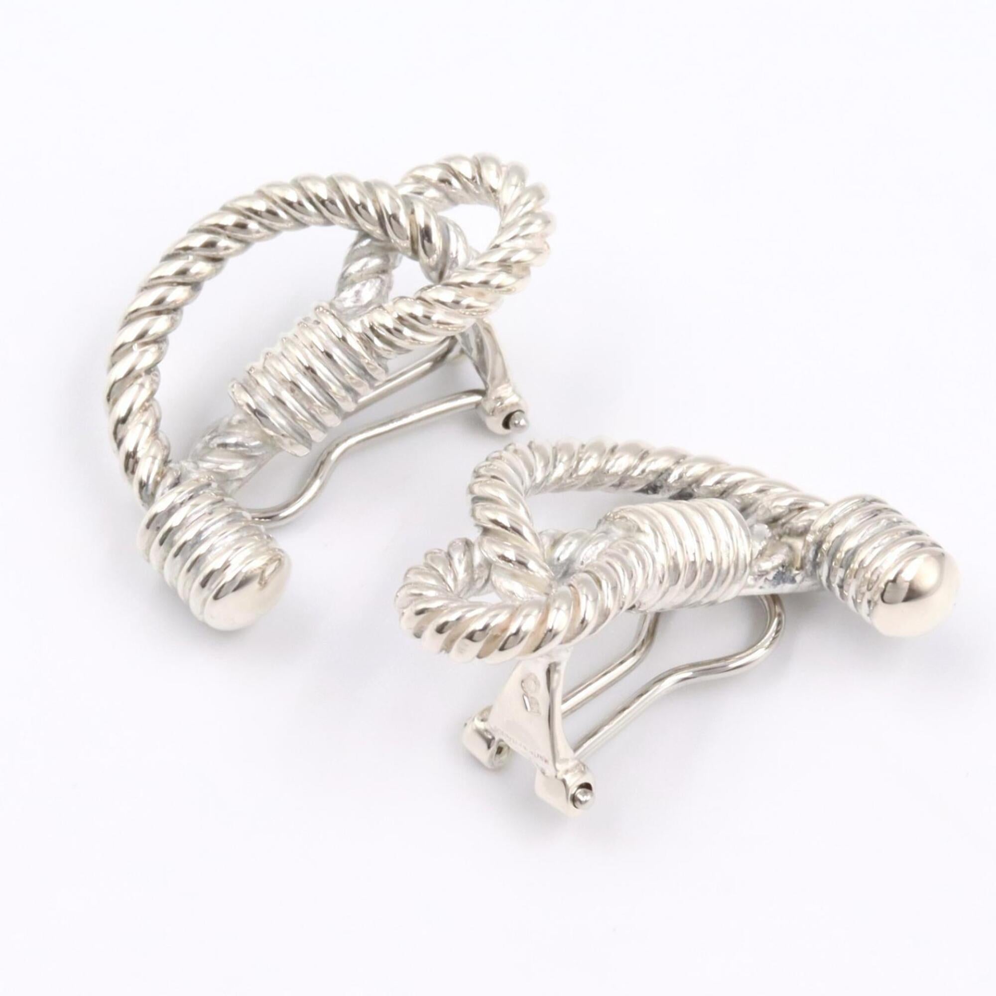 Hermes Rope Earrings, Sterling Silver 925, Women's Tone — Like New