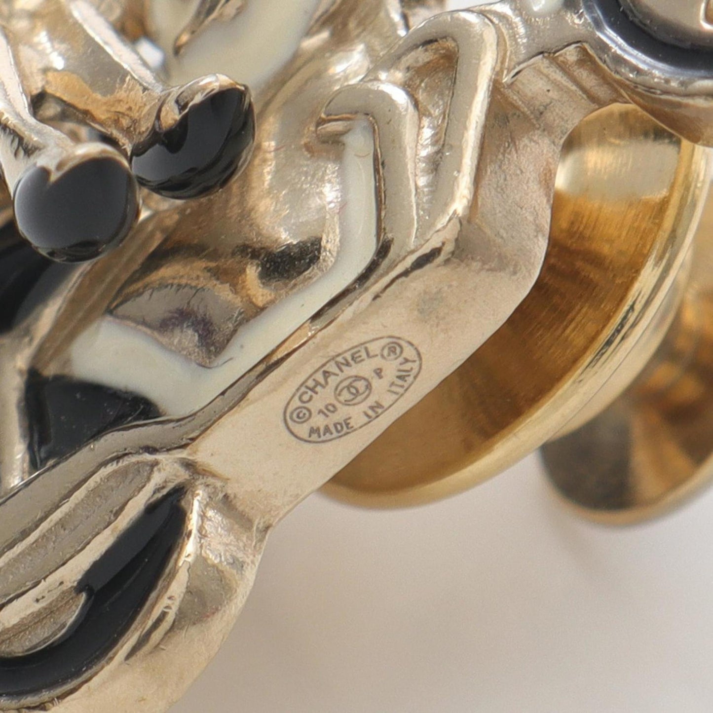 CHANEL Mademoiselle Coco Mark Brooch Accessory, GP (Gold Plated), Rhinestone, Women's, Gold, Black, White