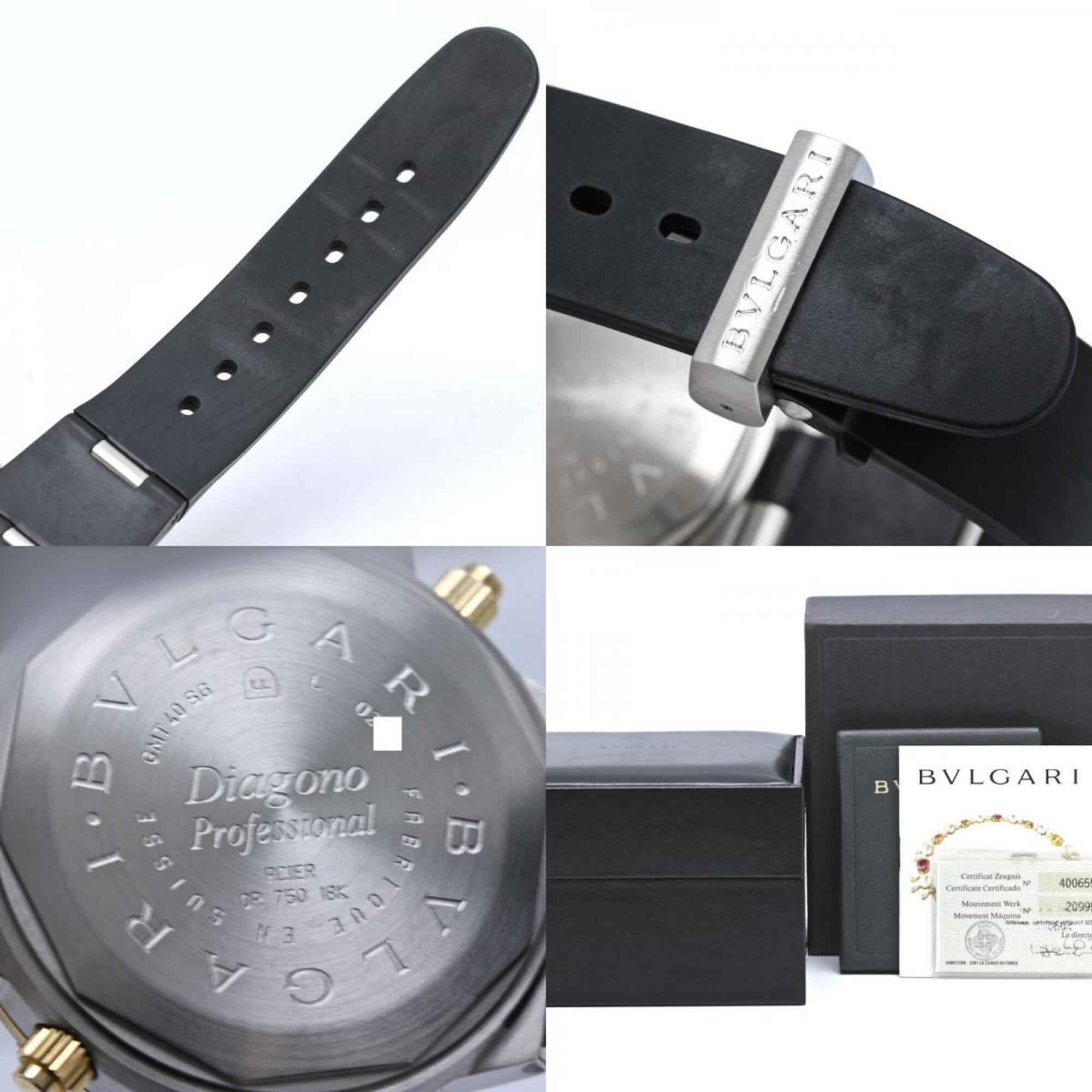BVLGARI Diagono Professional GMT GMT40C5SGVD GMT40SG Men's Watch SS x 18K Yellow Gold Rubber 40536 — Good