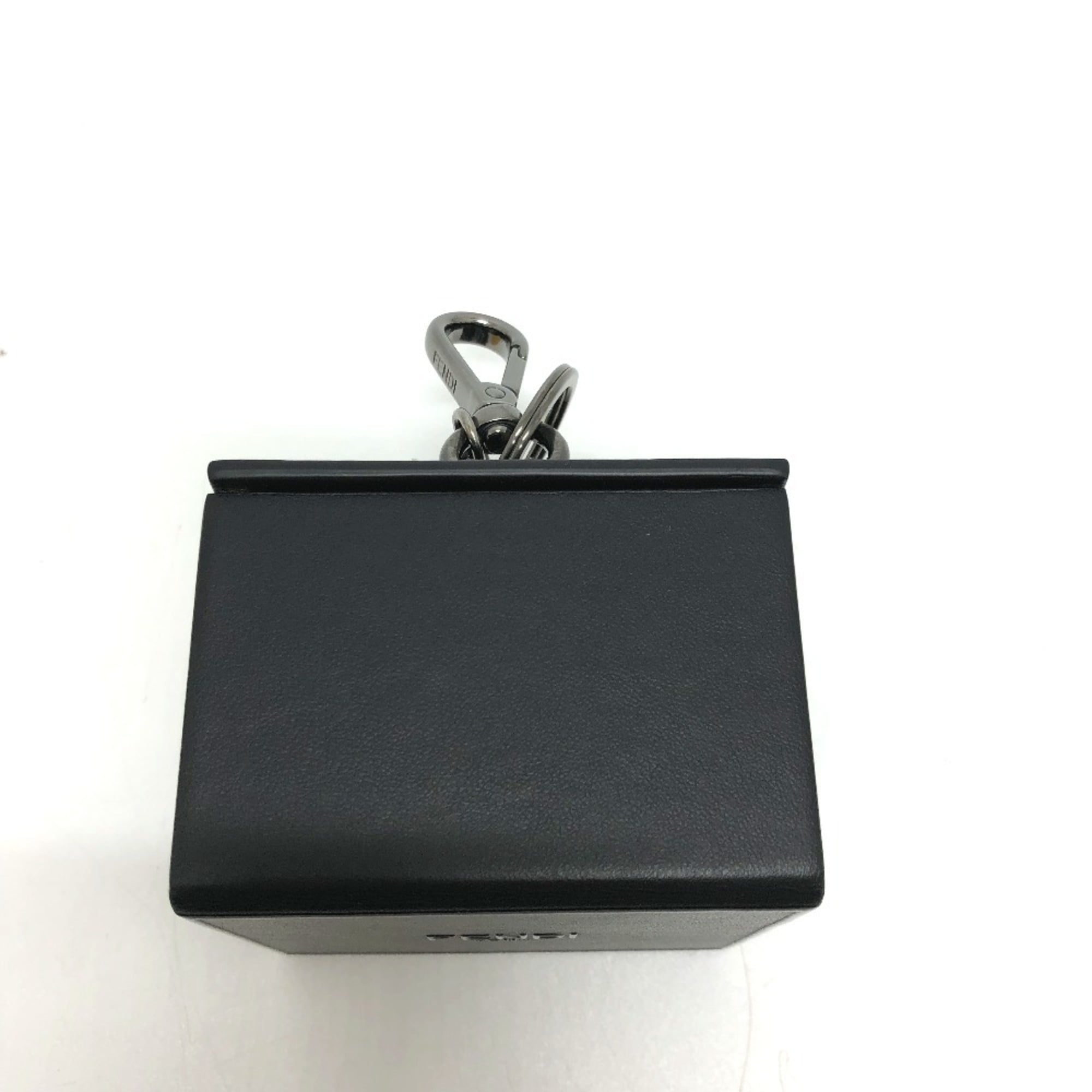 FENDI 7AR894 Logo/Accessory Mini Box Charm Keychain Leather Women's Black Like New — Like New