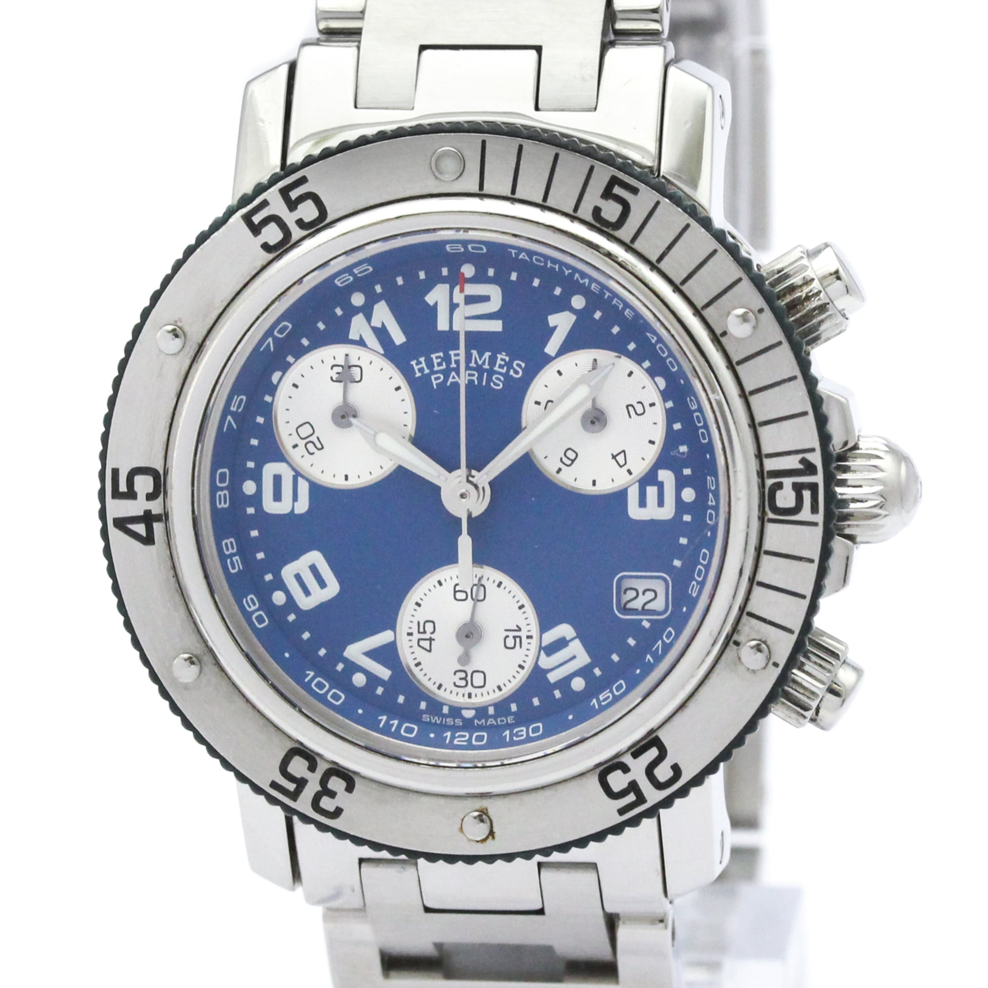 HERMES Clipper Diver Chronograph Quartz Ladies Watch CL2.317 Polished — Very Good