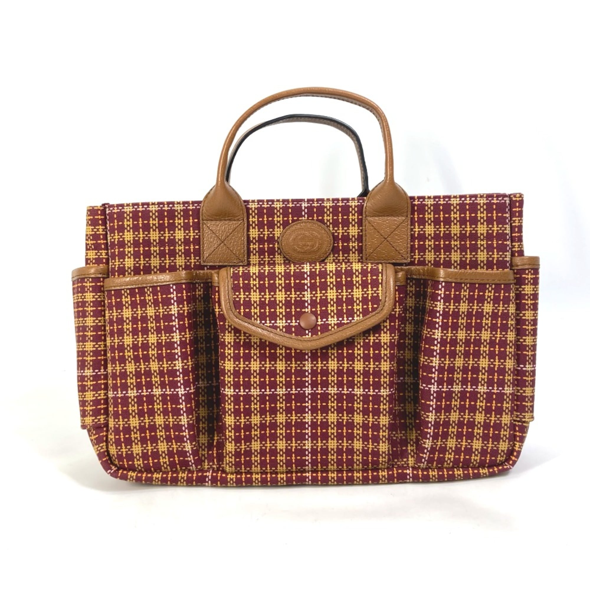 Gucci 628159 check Tote Bag Hand Bag Brown/Bordeaux Based — Like New