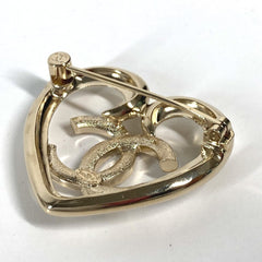 CHANEL P23C CC Coco Mark Heart Rhinestone Brooch Metal Women's Gold G-240725-34 — New - Store Return