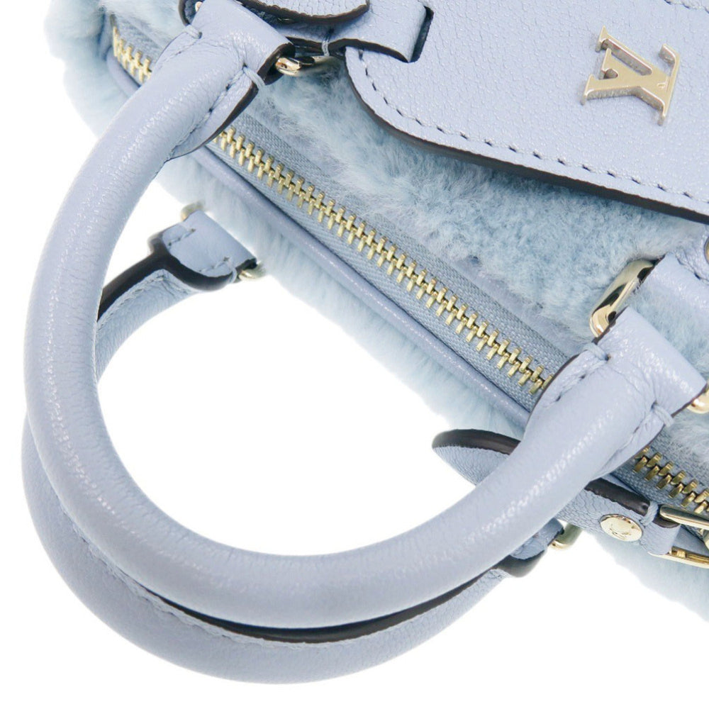 Louis Vuitton Nano Speedy M11399 IC 2-Way Leather Mink Fur Light Blue Handbag LV 1052 LOUIS VUITTON — Like New