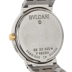 BVLGARI Men's Watch BB33SGD Quartz Black Dial Stainless Steel Yellow Gold Two-Tone — Good