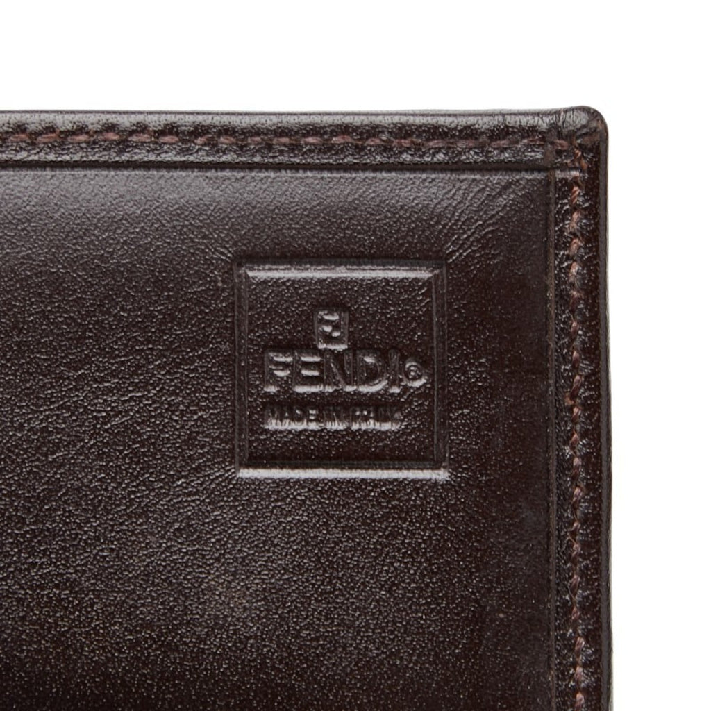 Fendi Zucca long wallet in brown canvas and leather for women.