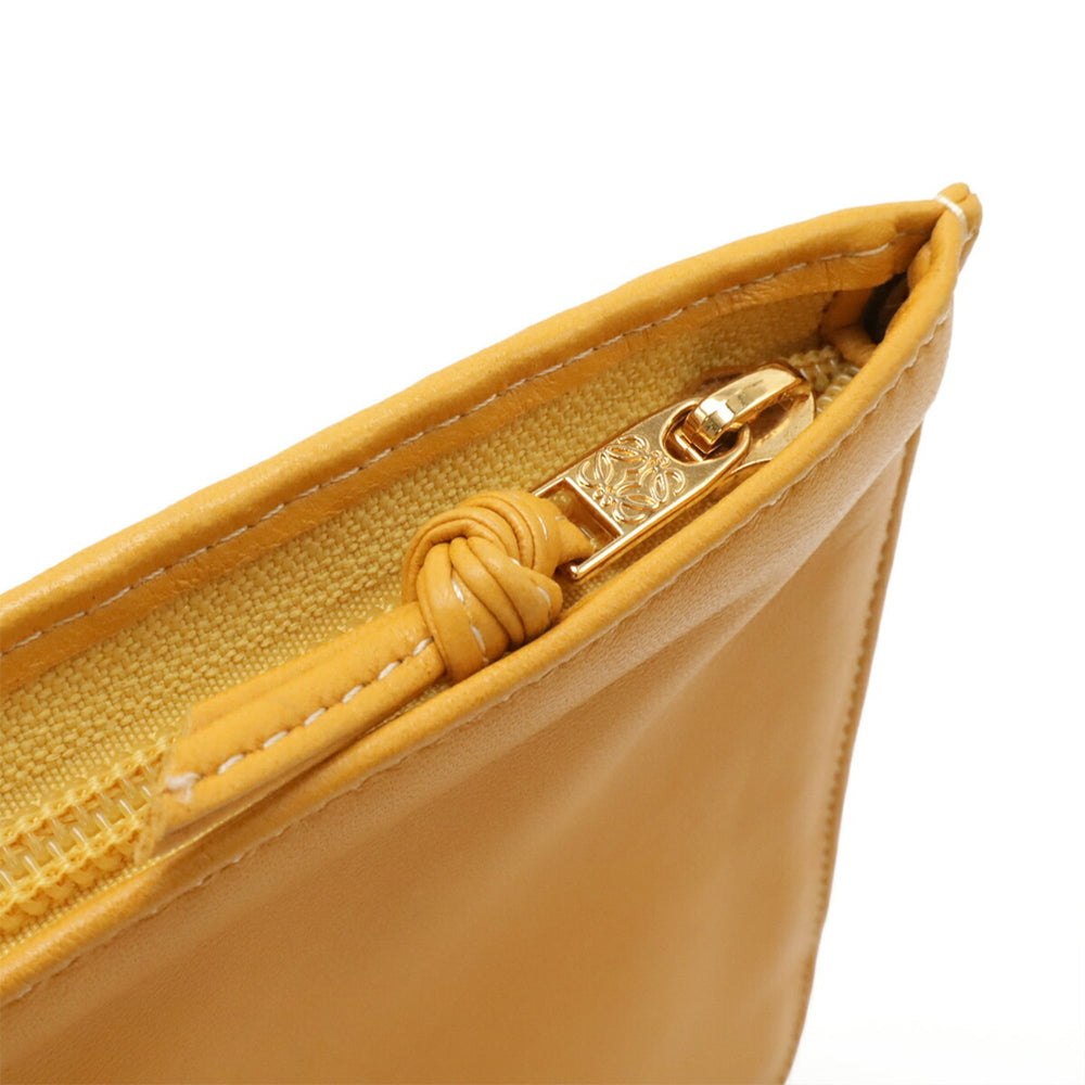 LOEWE Anagram Handbag Pouch Clutch Bag Striped Mesh Leather Mustard — Like New
