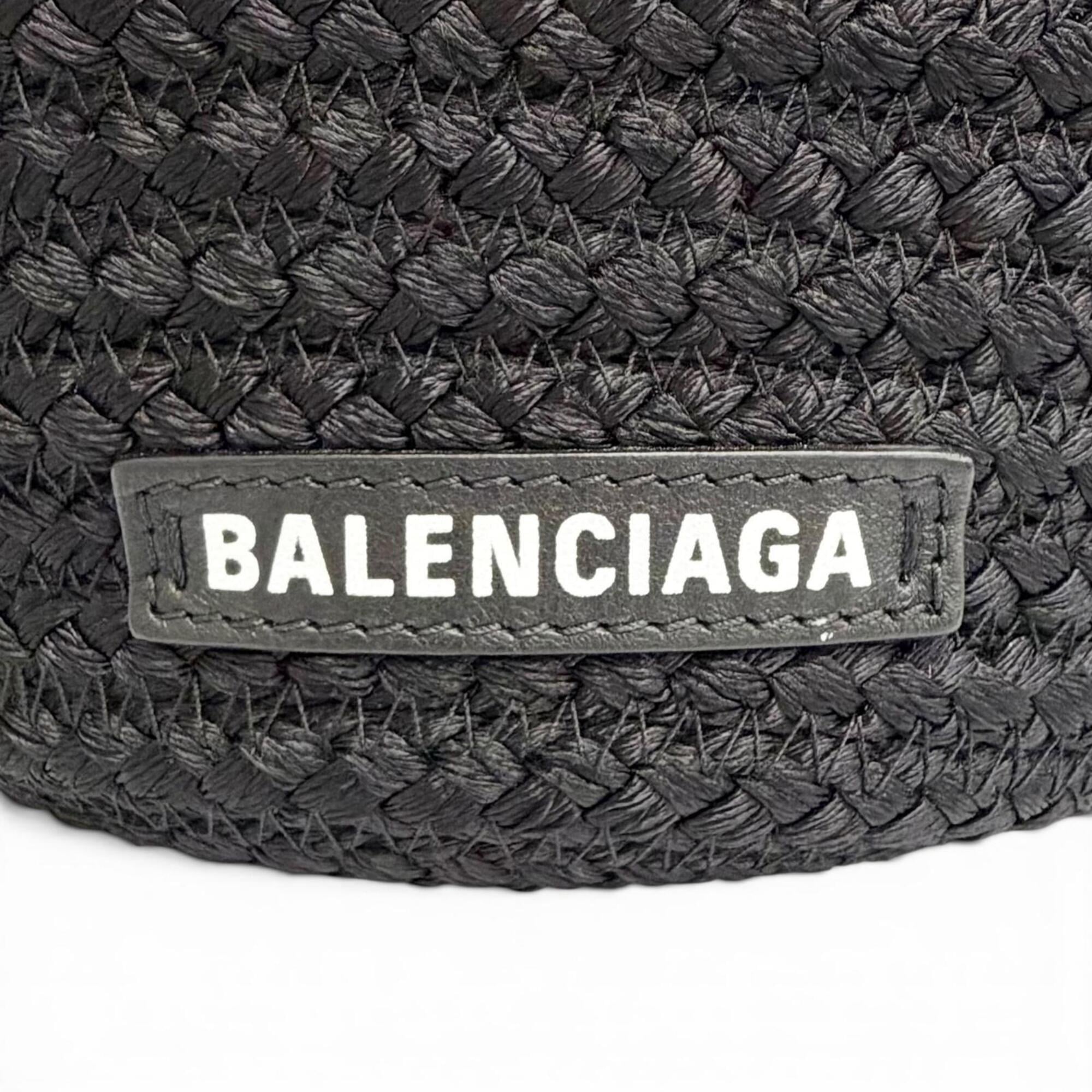 BALENCIAGA 695612 Ibiza Small Strap Logo 2-Way Basket Bag Summer Handbag Shoulder Black Made in Italy Women's with Dust — Like New