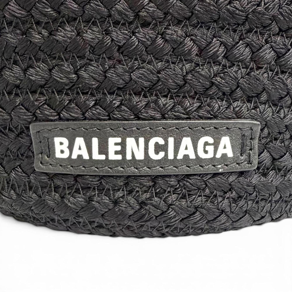 BALENCIAGA 695612 Ibiza Small Strap Logo 2-Way Basket Bag Summer Handbag Shoulder Black Made in Italy Women's with Dust — Like New