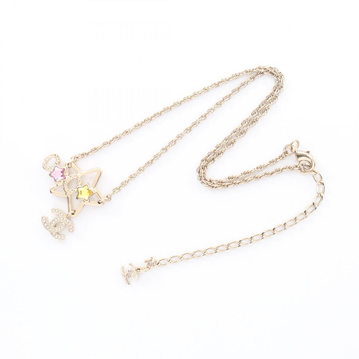 CHANEL Coco Mark Star Necklace with Gold-Plated Rhinestones, Multicolor, for Women