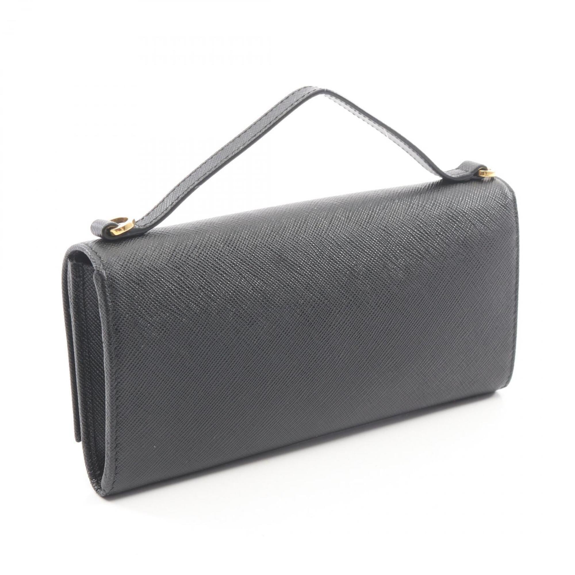 Prada PRADA Triangle Logo 2-Way Shoulder Bag/Handbag, Saffiano Leather, Women's, Black, 1MT042 — New - Store Return