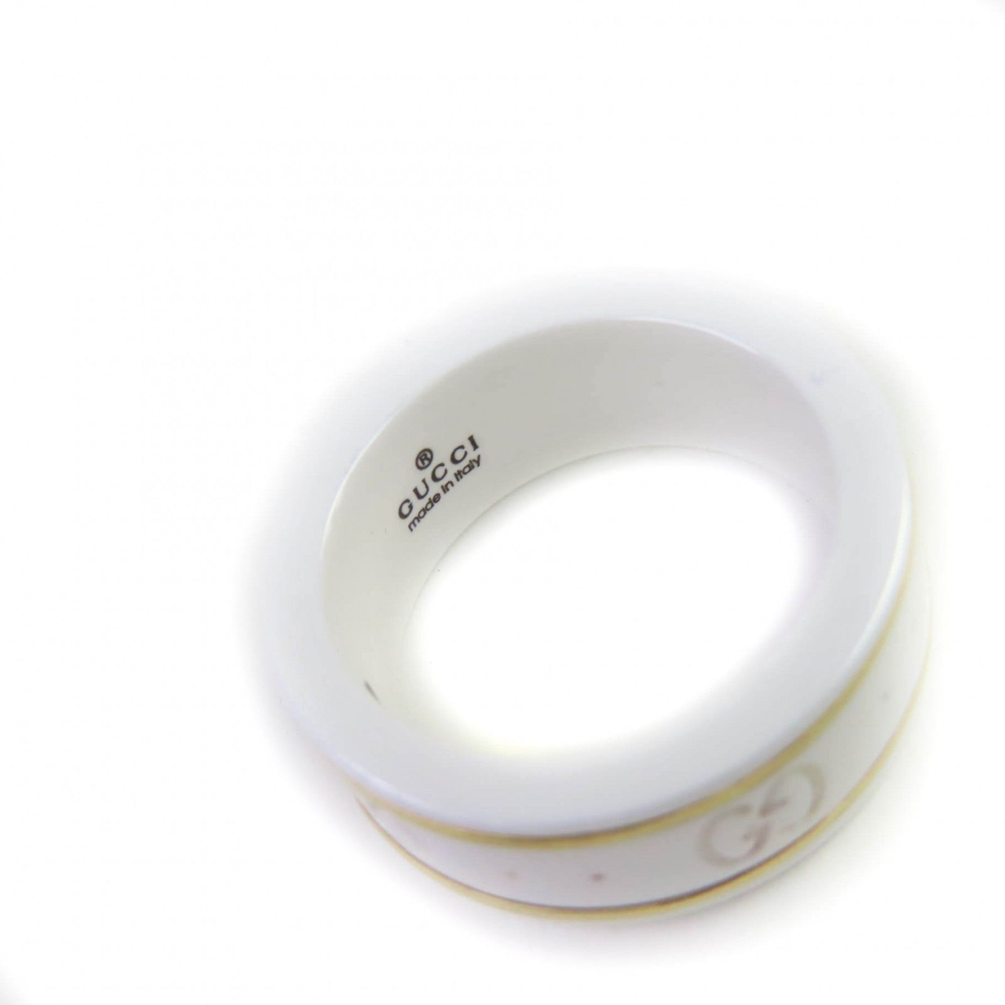 GUCCI Icon Ring, 18K White Gold, Ceramic, 4.5g, Made in Italy, Approx. Japanese Size, Includes Case, Women's — Like New