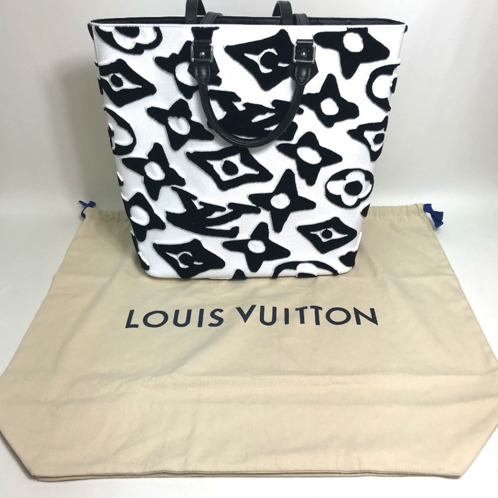 LOUIS VUITTON M45567 Tufted Monogram LVXUF Cabas Handbag/Tote Bag, Coated Canvas, Unisex, White/Black, Like New — Like New