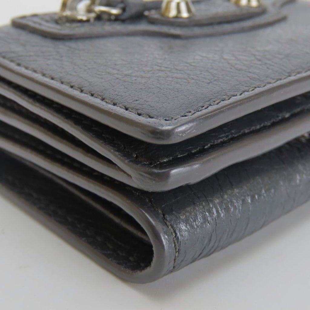 Balenciaga Tri-fold Wallet 477455 Classic Leather Gray Compact with Coin Purse Women's BALENCIAGA