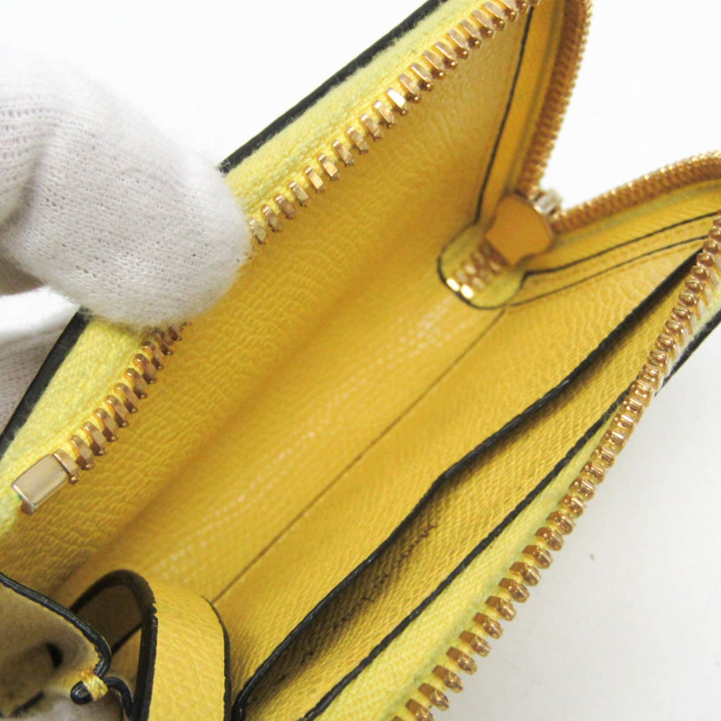 Valextra Multi-case Key Ring Women,Men Leather Coin Purse/coin Case Yellow