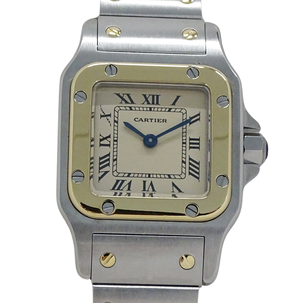 Cartier women's watch, Santos Galbee SM, quartz movement, stainless steel (SS), gold (YG), W20012C4 — Good