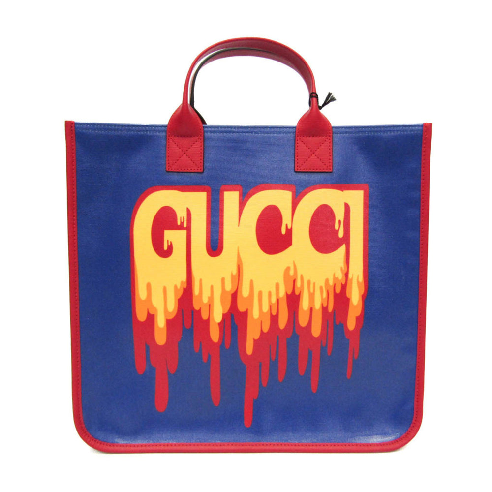 Gucci Children 550763 Girls,Boys PVC,Leather Handbag,Tote Bag Blue,Red Color,Yellow — Like New