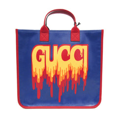 Gucci Children 550763 Girls,Boys PVC,Leather Handbag,Tote Bag Blue,Red Color,Yellow — Like New