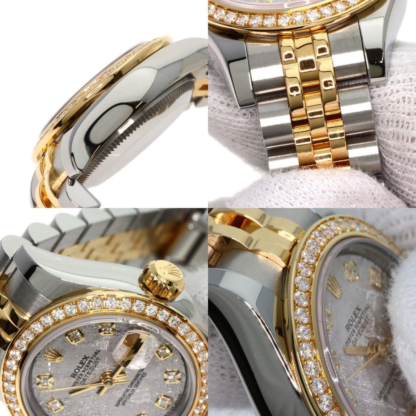 Rolex 179383G Datejust 10P Bezel Diamond Meteorite Watch K18 Yellow Gold SSxK18YG Ladies