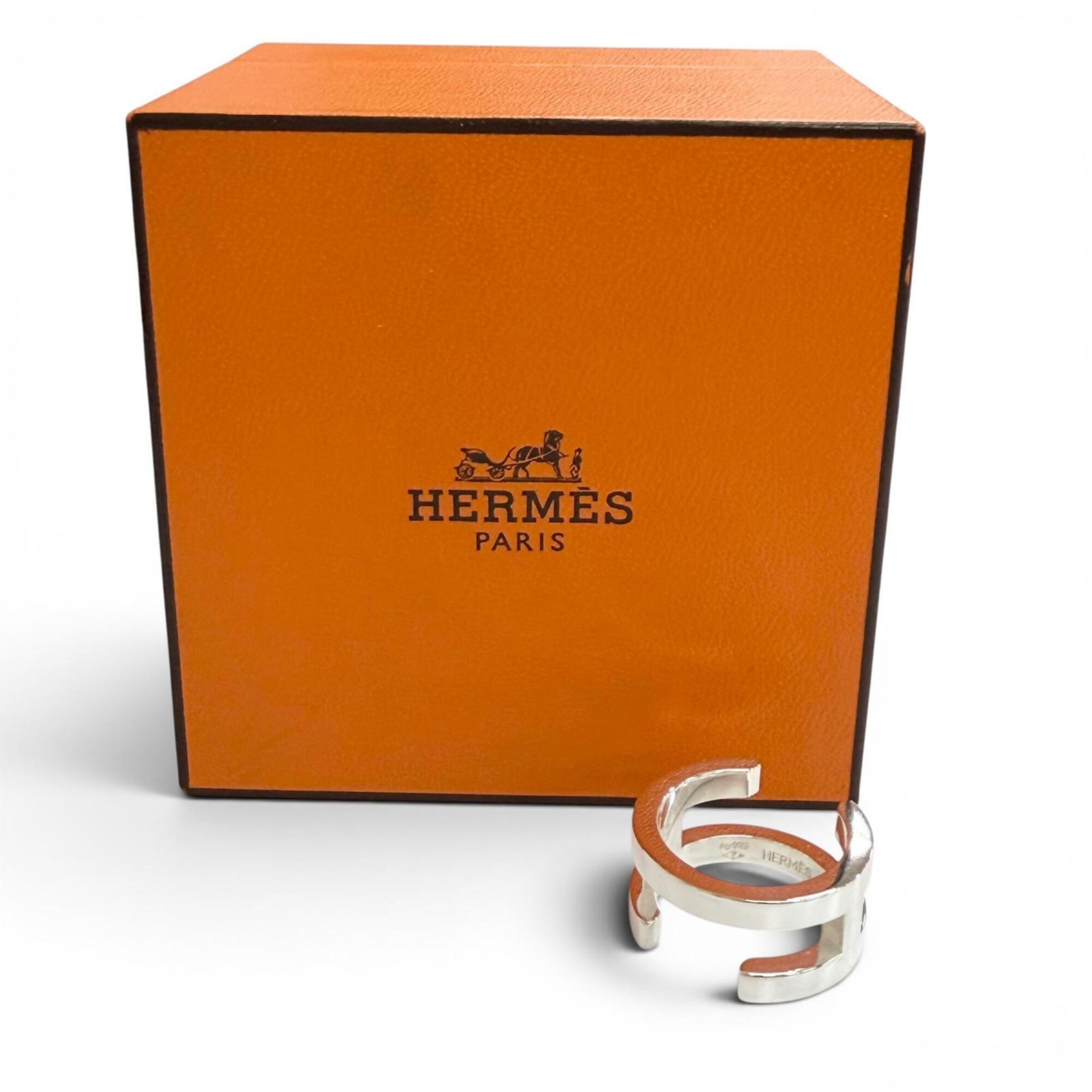 HERMES AG925 H symbol ring, silver, size 48, weight 6.9g, women's, very popular, highly recommended! — Like New