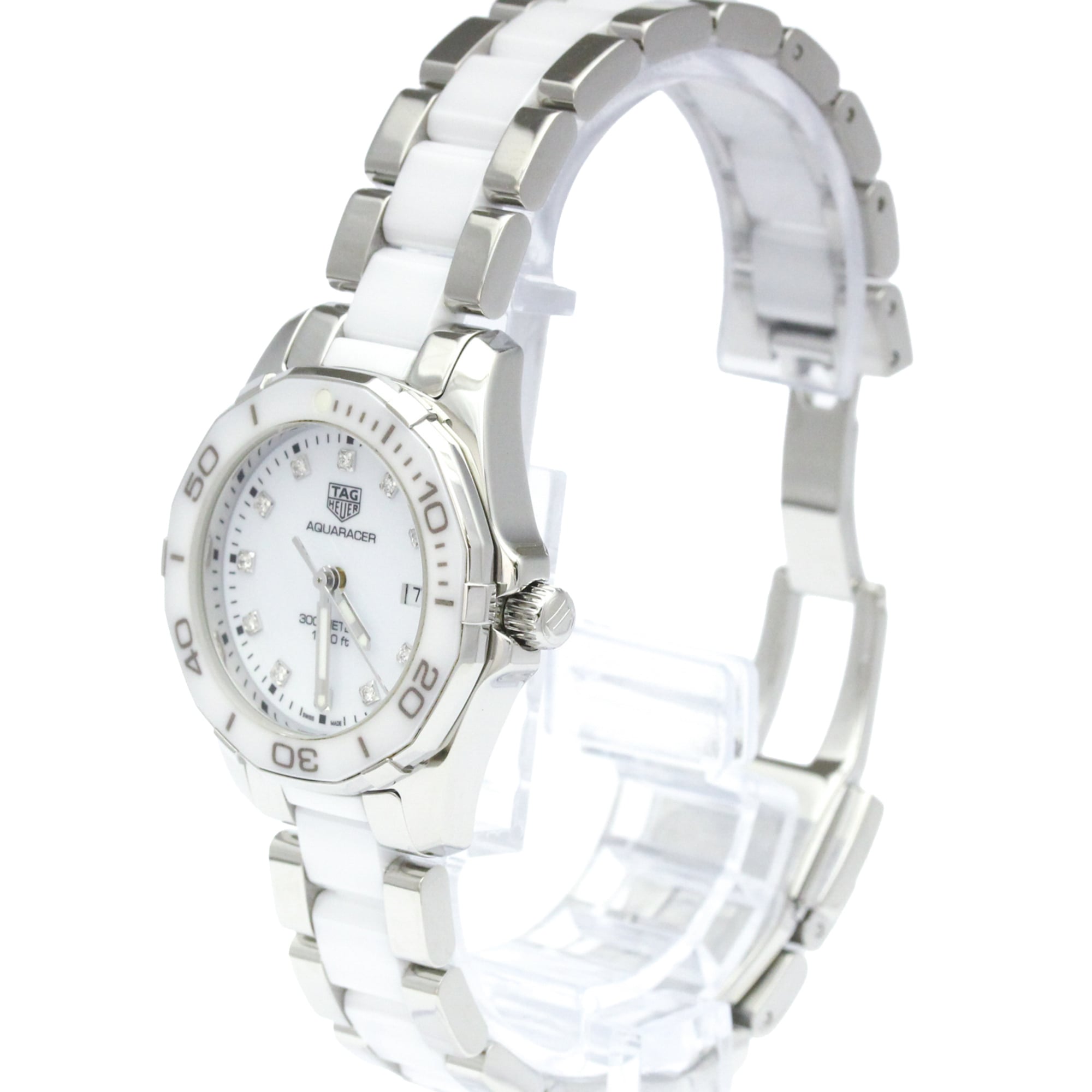TAG HEUER Aquaracer Diamond Steel Quartz Ladies Watch WAY141D Polished — Very Good