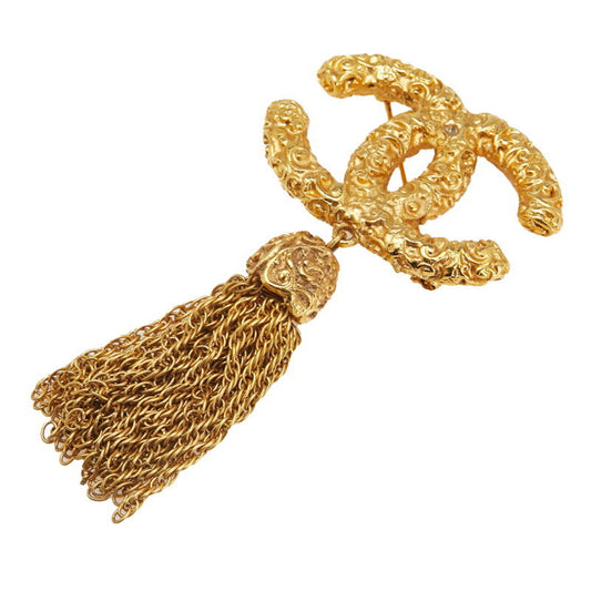 Vintage Chanel Coco Mark Lava Tassel Brooch, Gold Plated, Women's