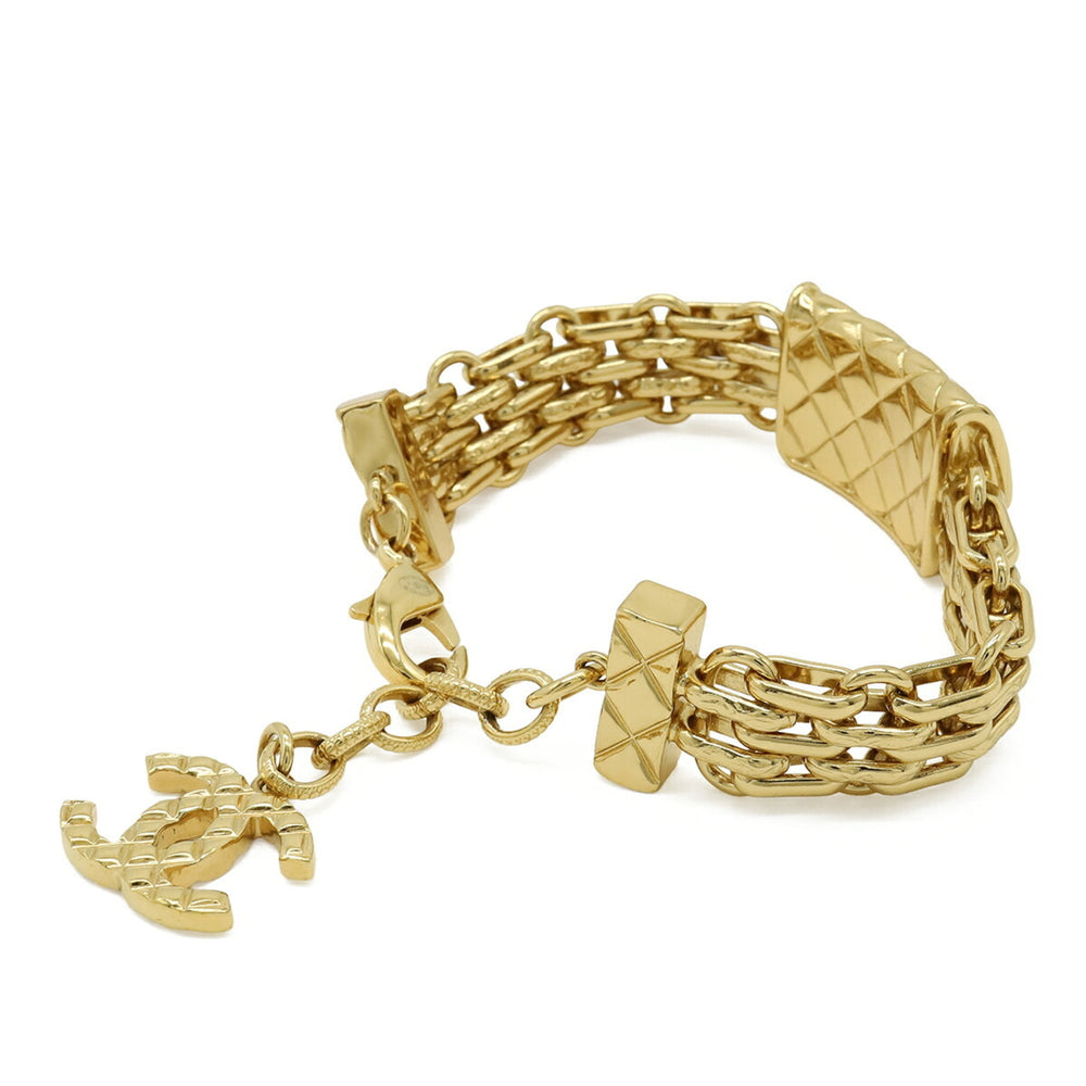 CHANEL Matelassé Coco Mark Chain Bracelet, Handbag Motif, GP Gold, B23 K — Like New