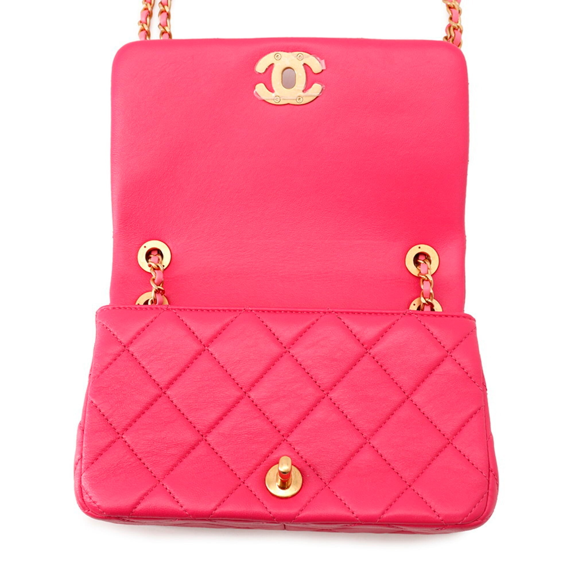 Chanel Chain Shoulder Bag Mini Flap Matelassé Coco Mark 19 Leather CHANEL Handbag Women's — Like New