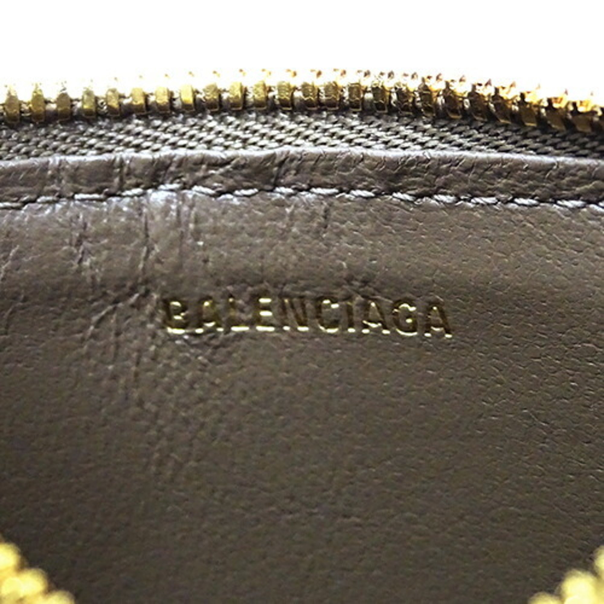 BALENCIAGA Wallet for Women and Men Signature Fragment Case Coin Card Coated Canvas Light Brown 594548 with Neck Strap