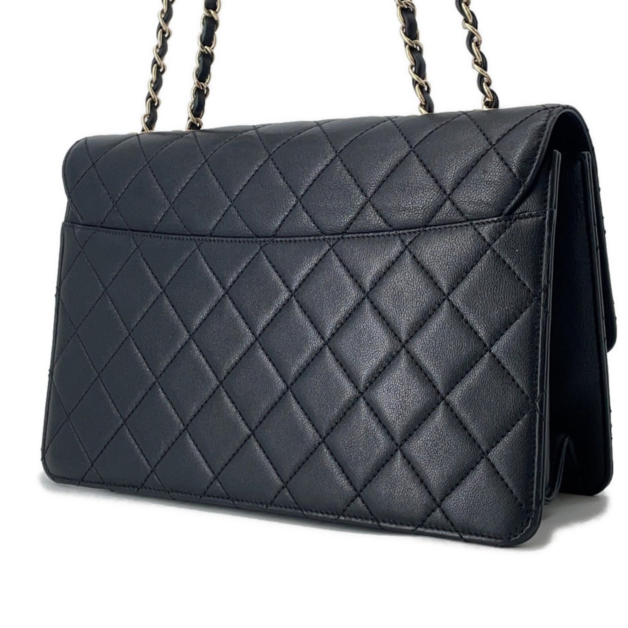 CHANEL Chain Shoulder Bag, Coco Mark, Beauty Lock, Matelasse Leather, A93223, Black