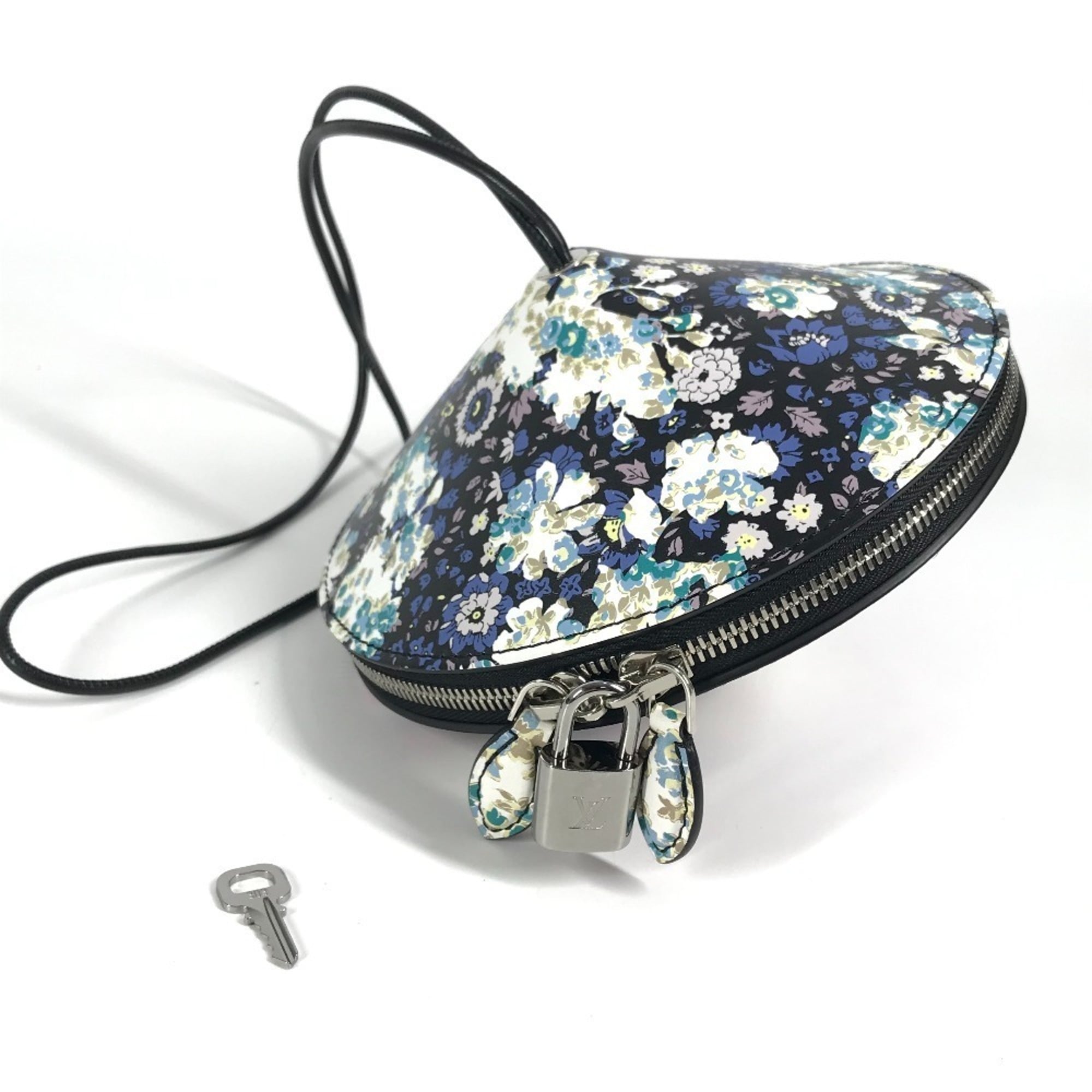 LOUIS VUITTON Floral Print Tupi Shoulder Bag in Black Leather, Unisex — Like New
