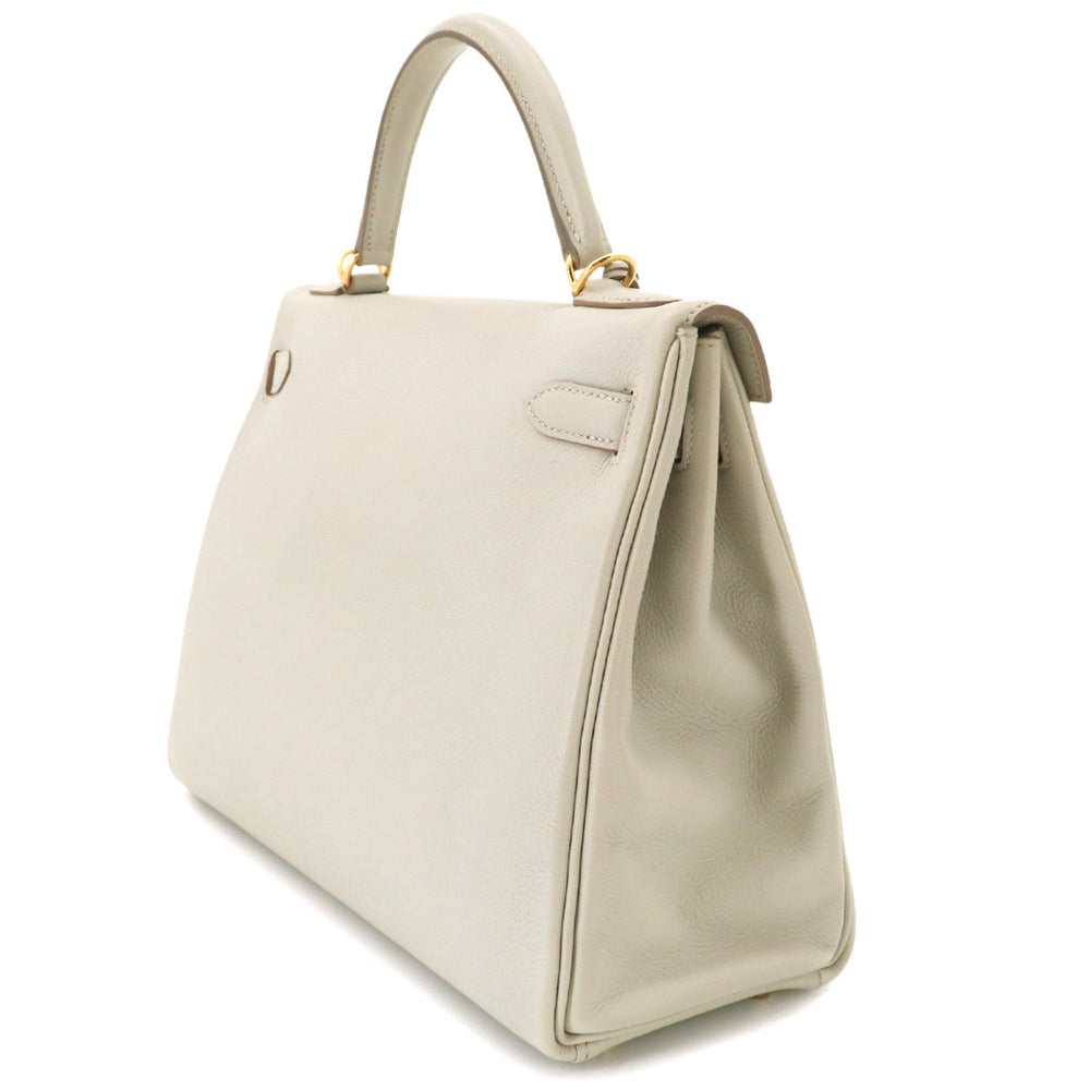 Hermes Kelly 32 Evercolor Beton 2-way Hand/Shoulder Handbag, Inside Stitching, A Stamp, Gold Hardware — Like New