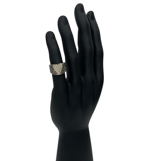 GUCCI Logo Arabesque Heart Ring, 925 Sterling Silver, Size 11, Women's, 91773