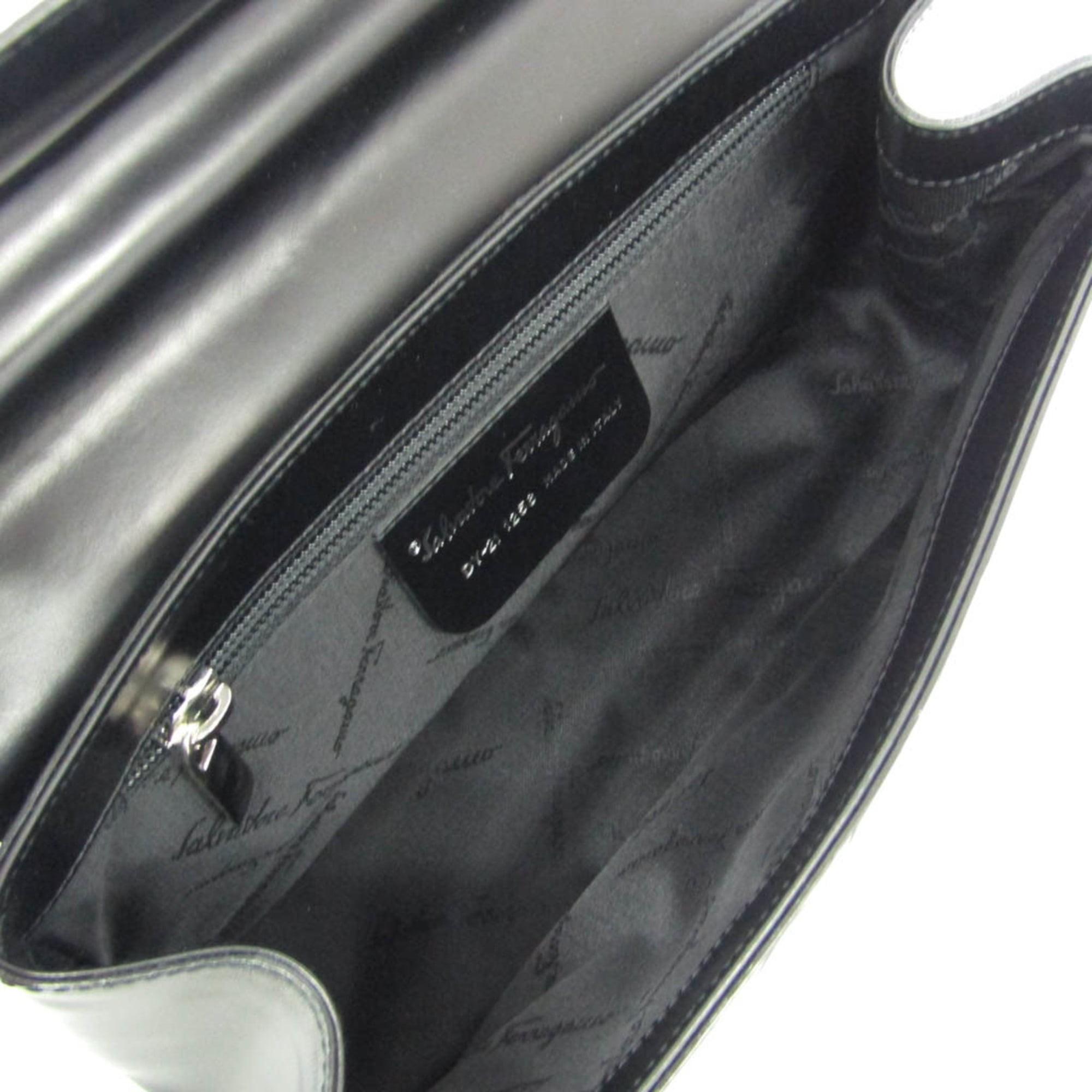 Salvatore Ferragamo Gancini DY-21 1258 Women's Leather Handbag Black