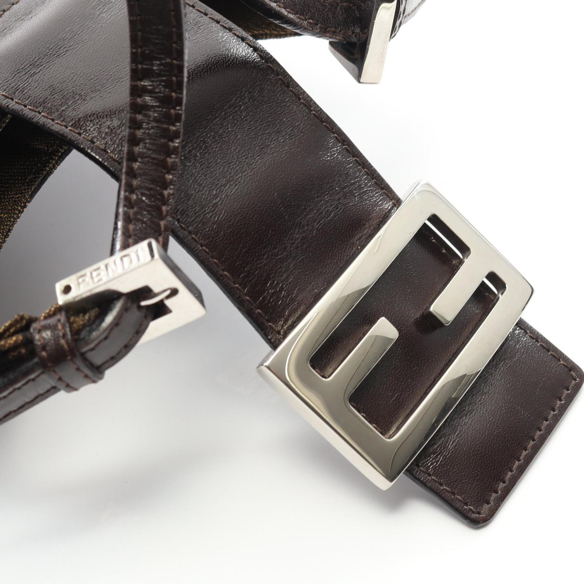 Fendi Zucca Shoulder Bag, Canvas and Leather, Women's, Brown