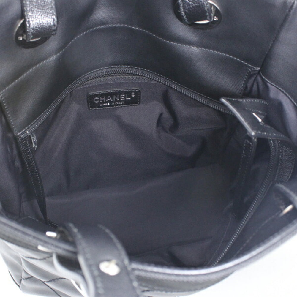 CHANEL Paris Biarritz Tote PM Black PVC Nylon Leather Bag Coco Mark A34208 T6222 — Like New