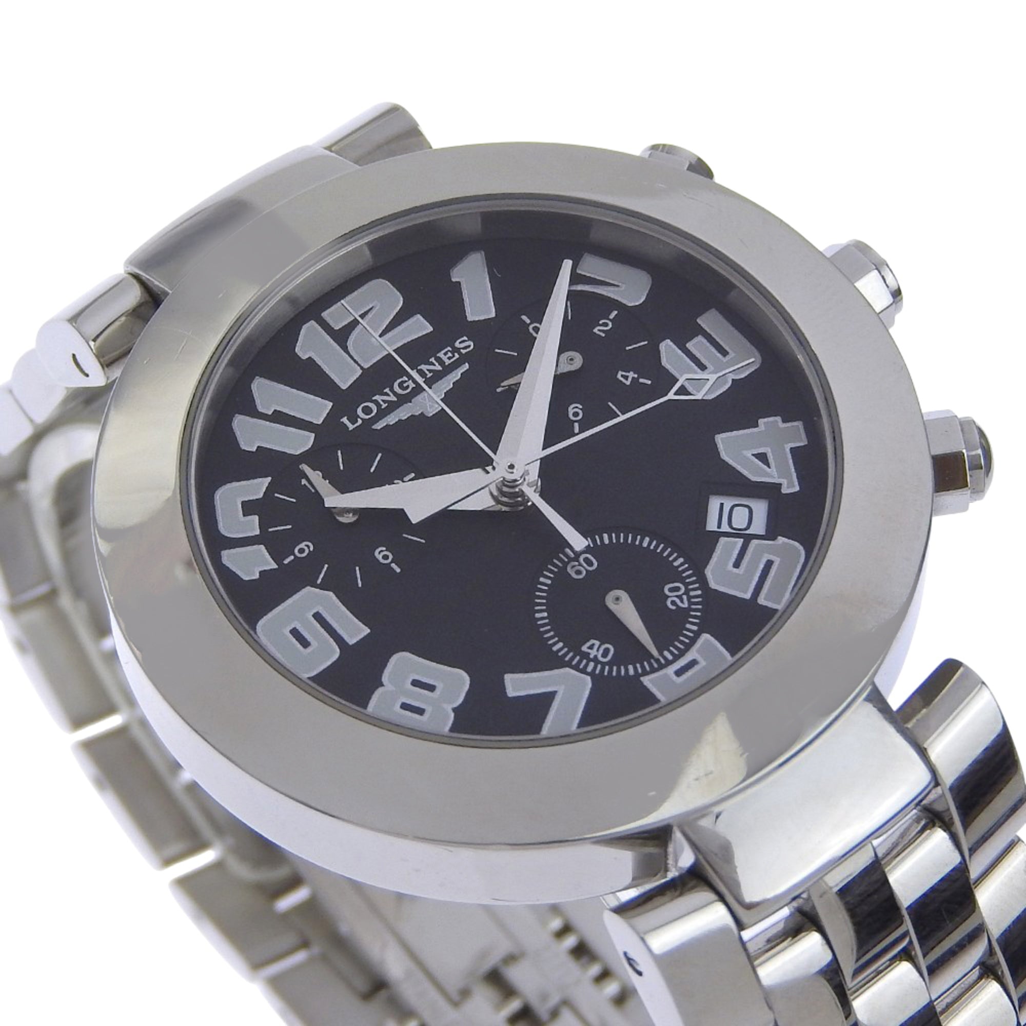 Longines DolceVita Men's Watch L5.677.4 Stainless Steel Silver Quartz Chronograph with Black Dial — Very Good