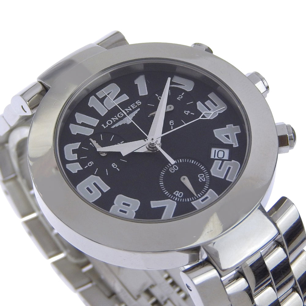 Longines DolceVita Men's Watch L5.677.4 Stainless Steel Silver Quartz Chronograph with Black Dial — Very Good