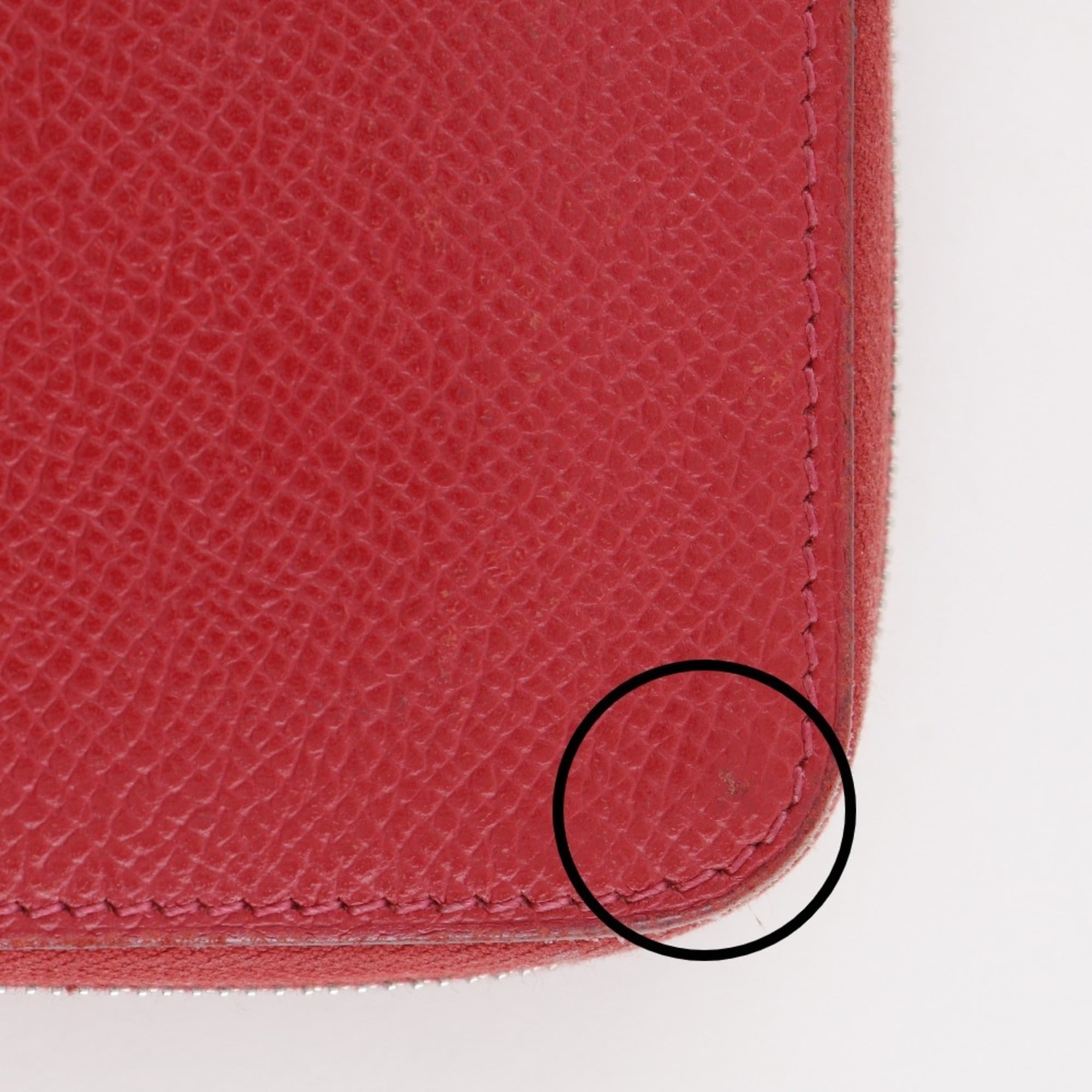 Hermes HERMES Azap Silk in Long Wallet Veau Epsom 2010 Red □N Zipper Women's