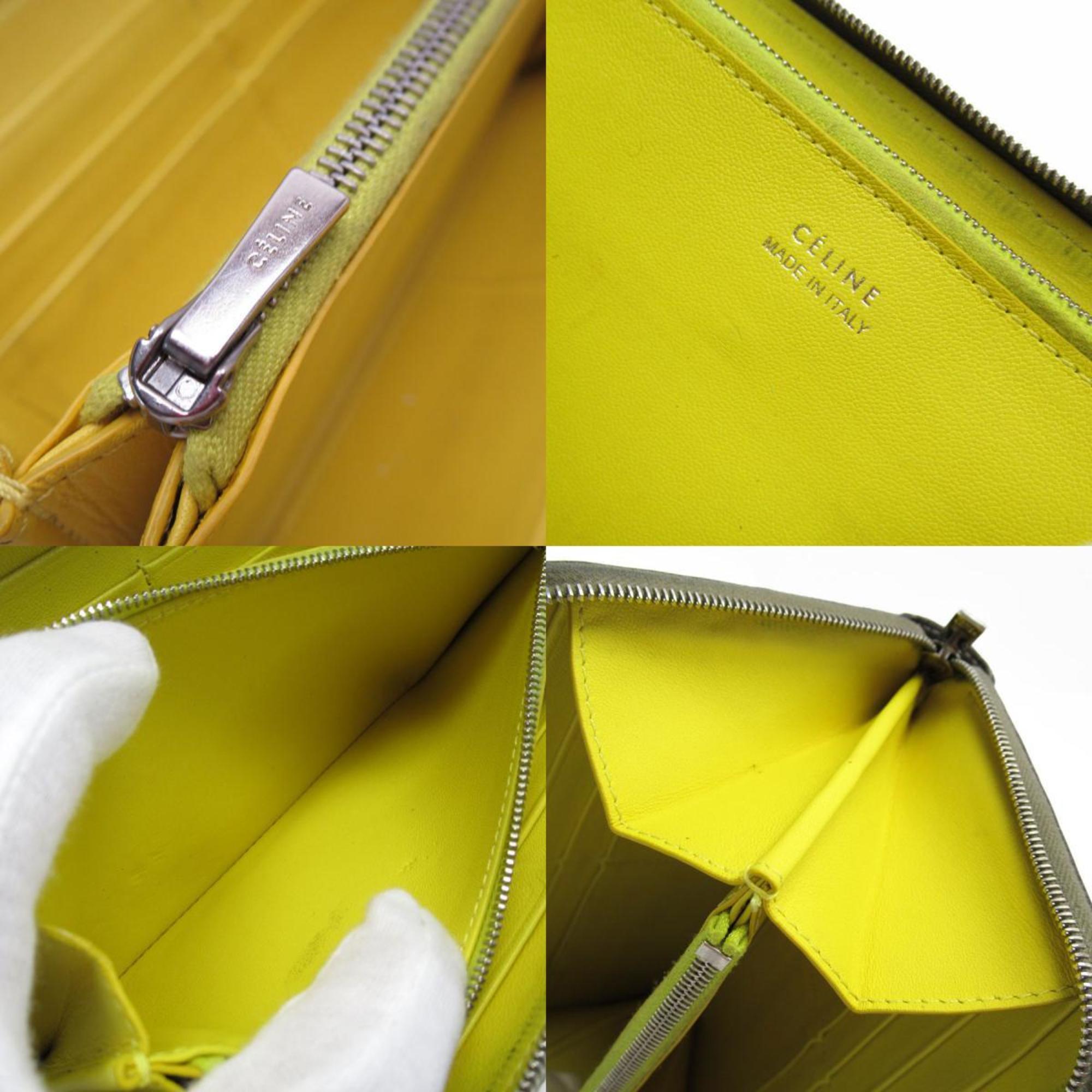 CELINE Round Long Wallet Leather Greige Women's T19375A