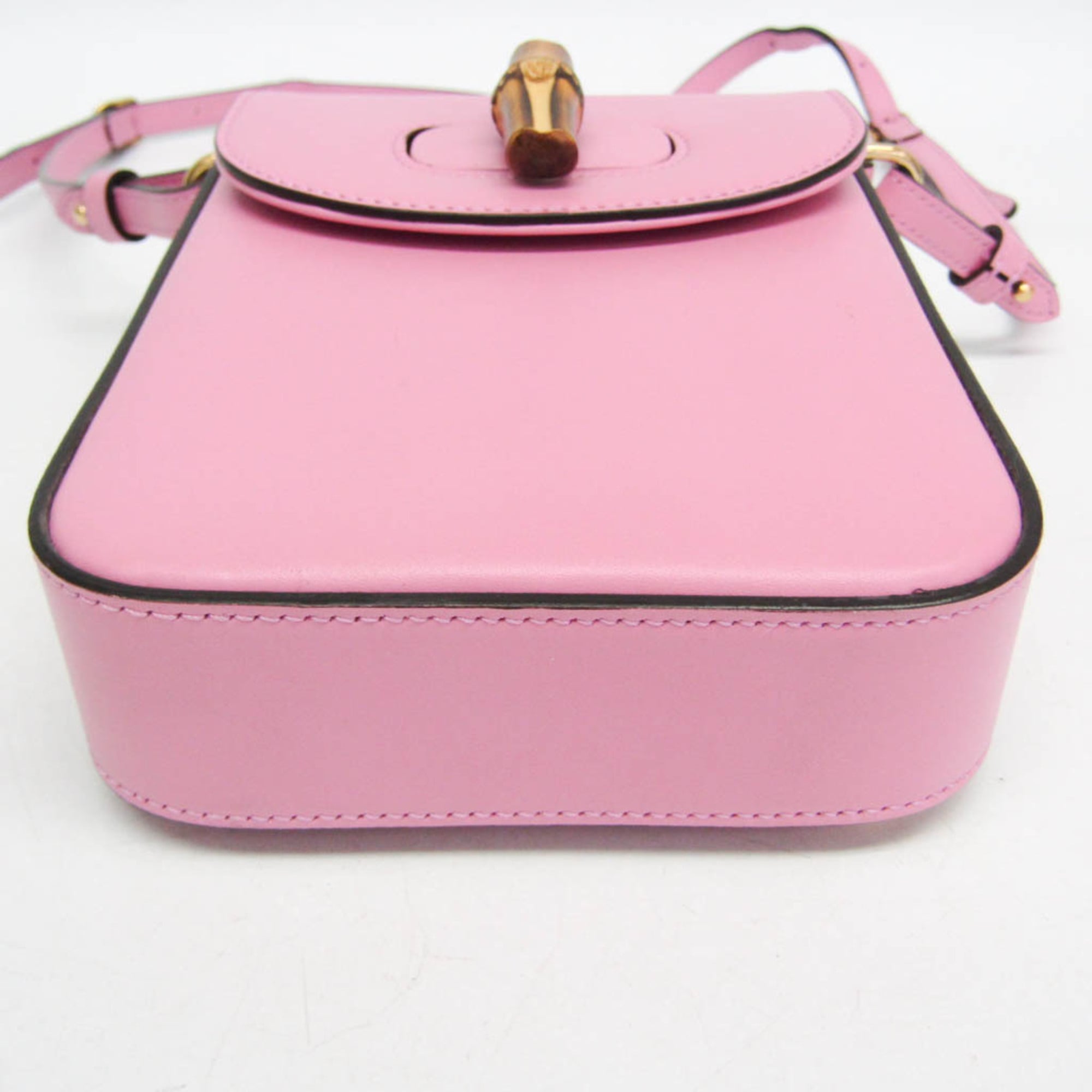 Gucci Bamboo 702106 Women's Leather Backpack,Handbag,Shoulder Bag Pink — Like New