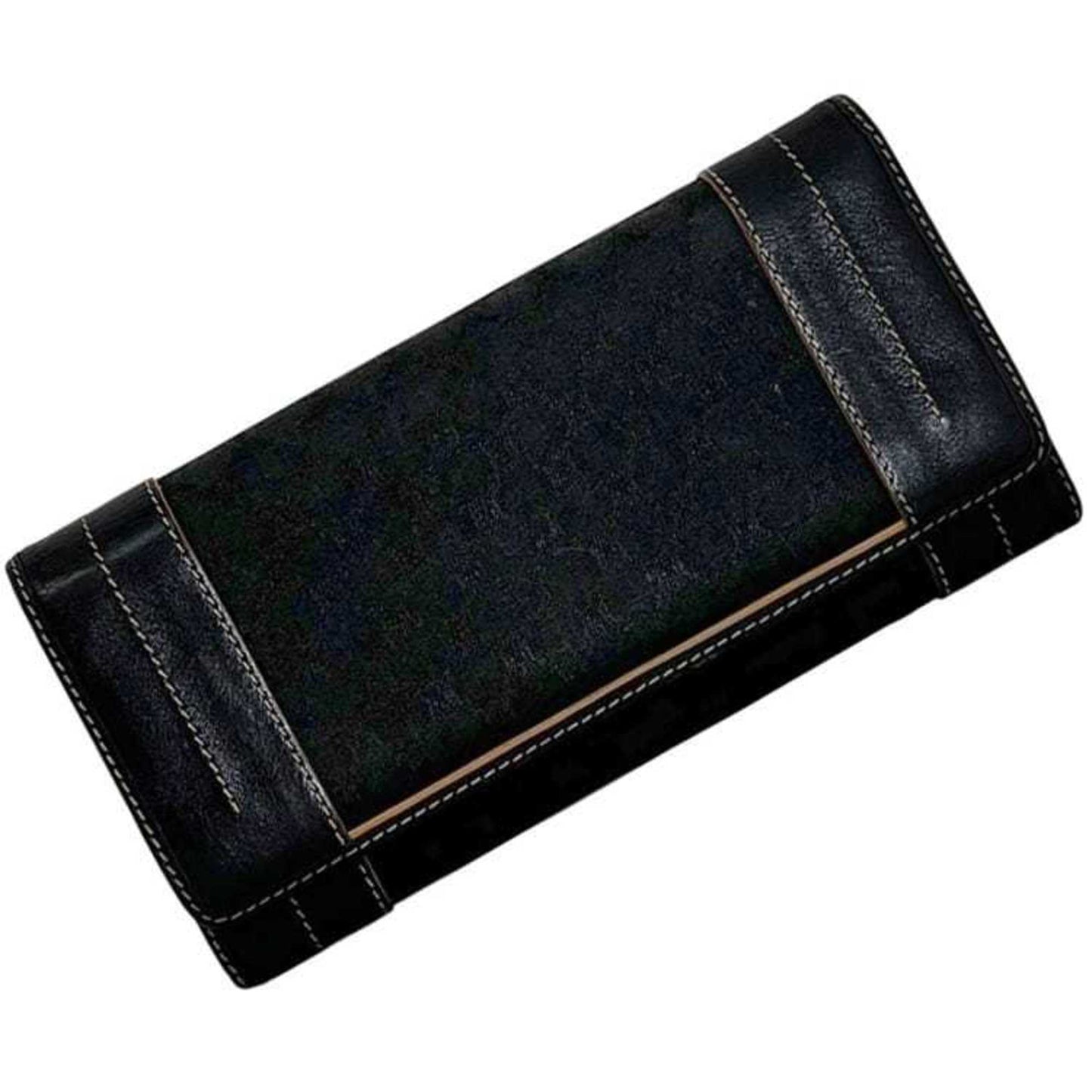 Celine bifold long wallet ec-24339 black macadam canvas leather ST 00/66 CELINE men's women's nylon stitching