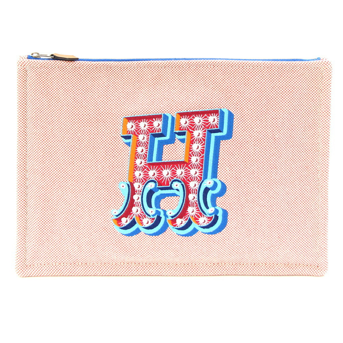 Hermès Yachting GM Pouch, Orange and Multicolor, 100% Cotton, Flat Clutch Bag, Travel Women's, HERMES — Like New