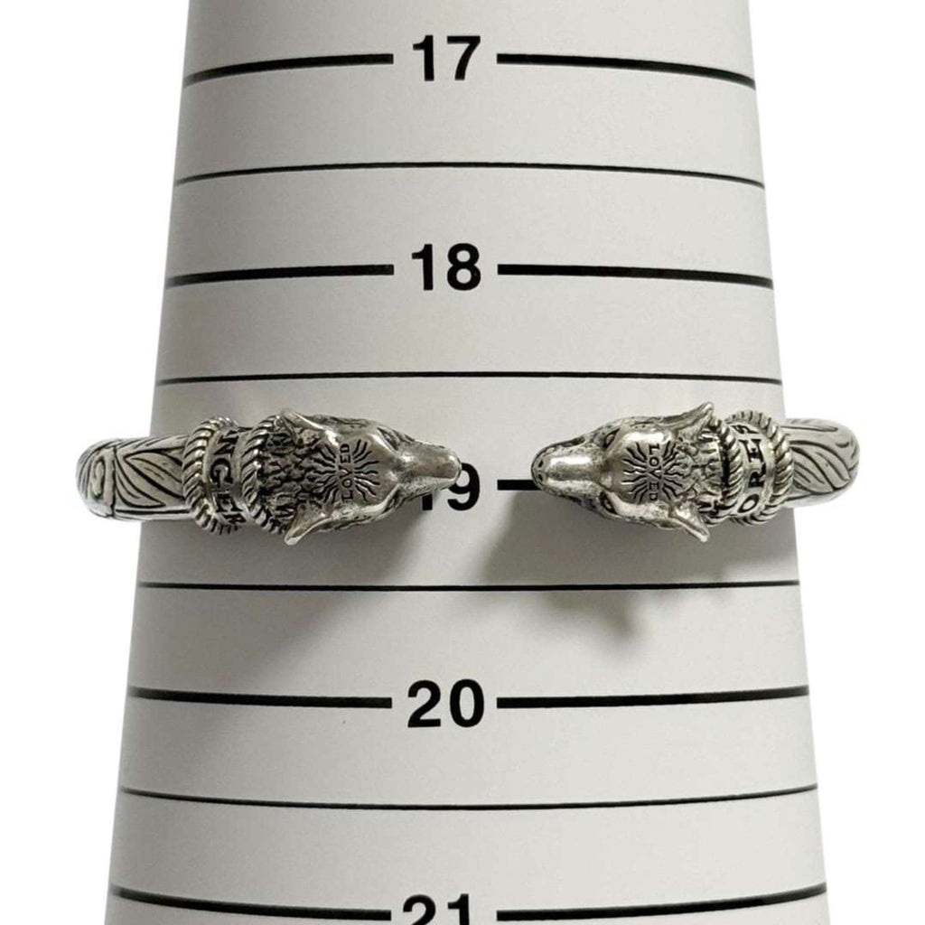 Gucci Men's Anger Forest Wolf Bangle Bracelet in Silver
