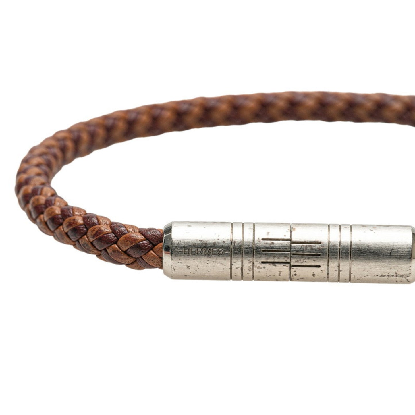 Hermes Hermès Goliath Bracelet in Brown and Silver Leather Metal for Women
