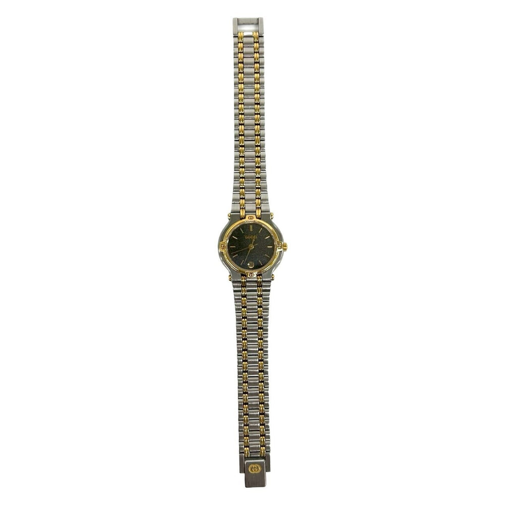 GUCCI 9000L Logo Engraved Stainless Steel Quartz Wristwatch, Silver, 26018 — Good