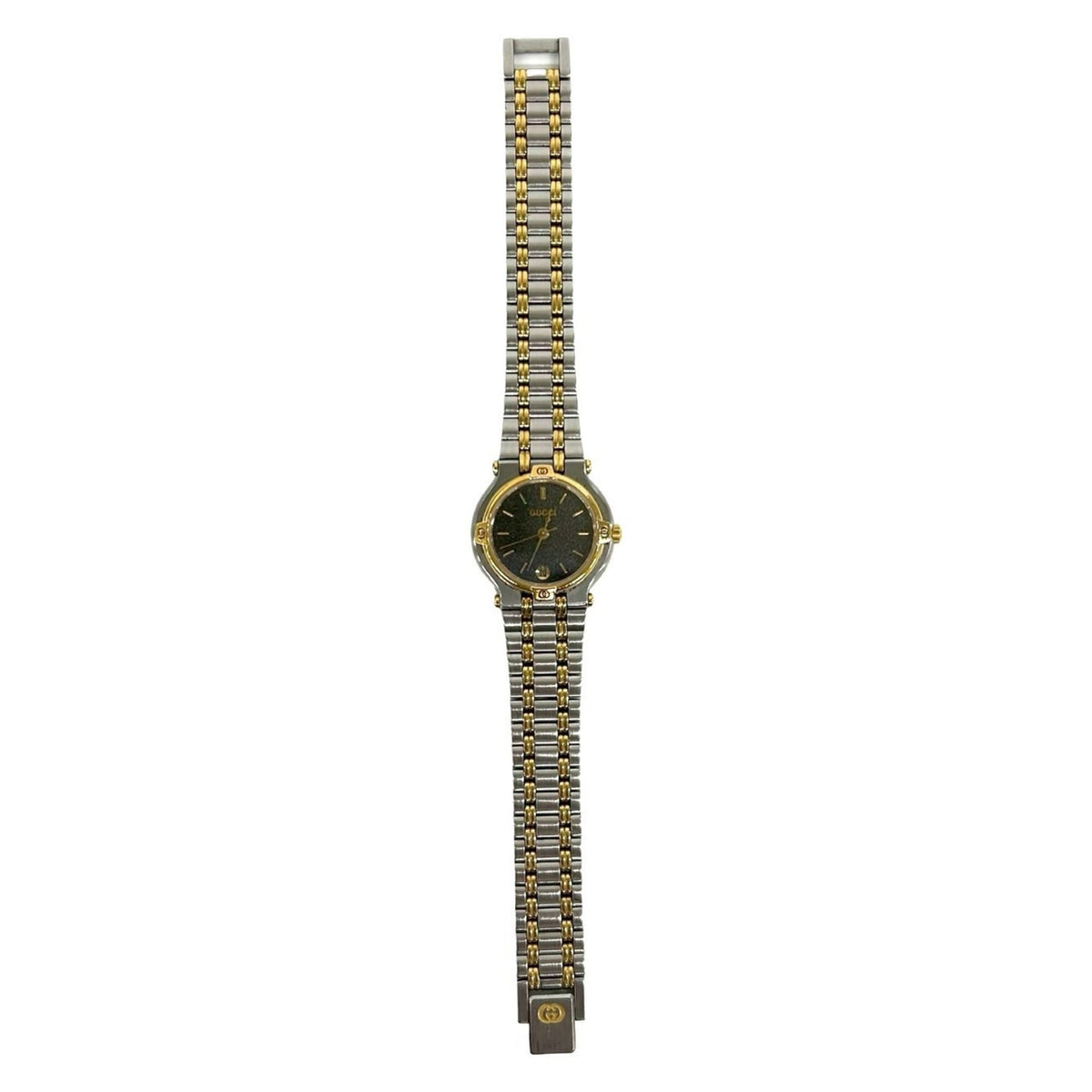 GUCCI 9000L Logo Engraved Stainless Steel Quartz Wristwatch, Silver, 26018 — Good