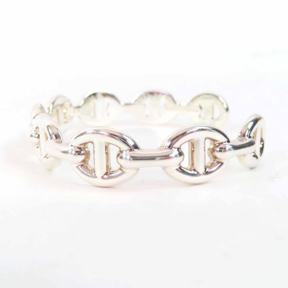 HERMES Chaine d'Ancre Enchainée Bangle Bracelet, AG925 Silver, Made in Italy, 2024 Model, Women's — Like New