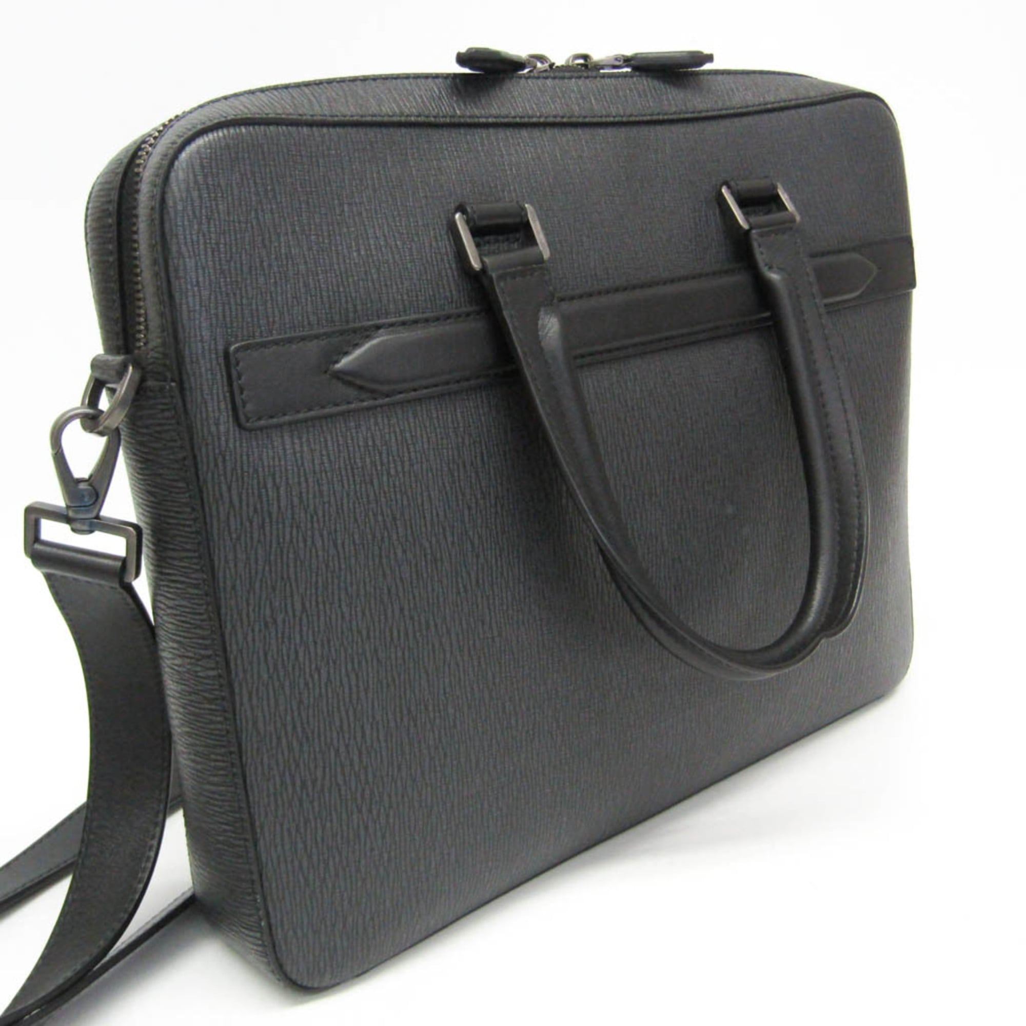 Salvatore Ferragamo FZ-24 0458 Men's Leather Briefcase,Handbag Black — Like New