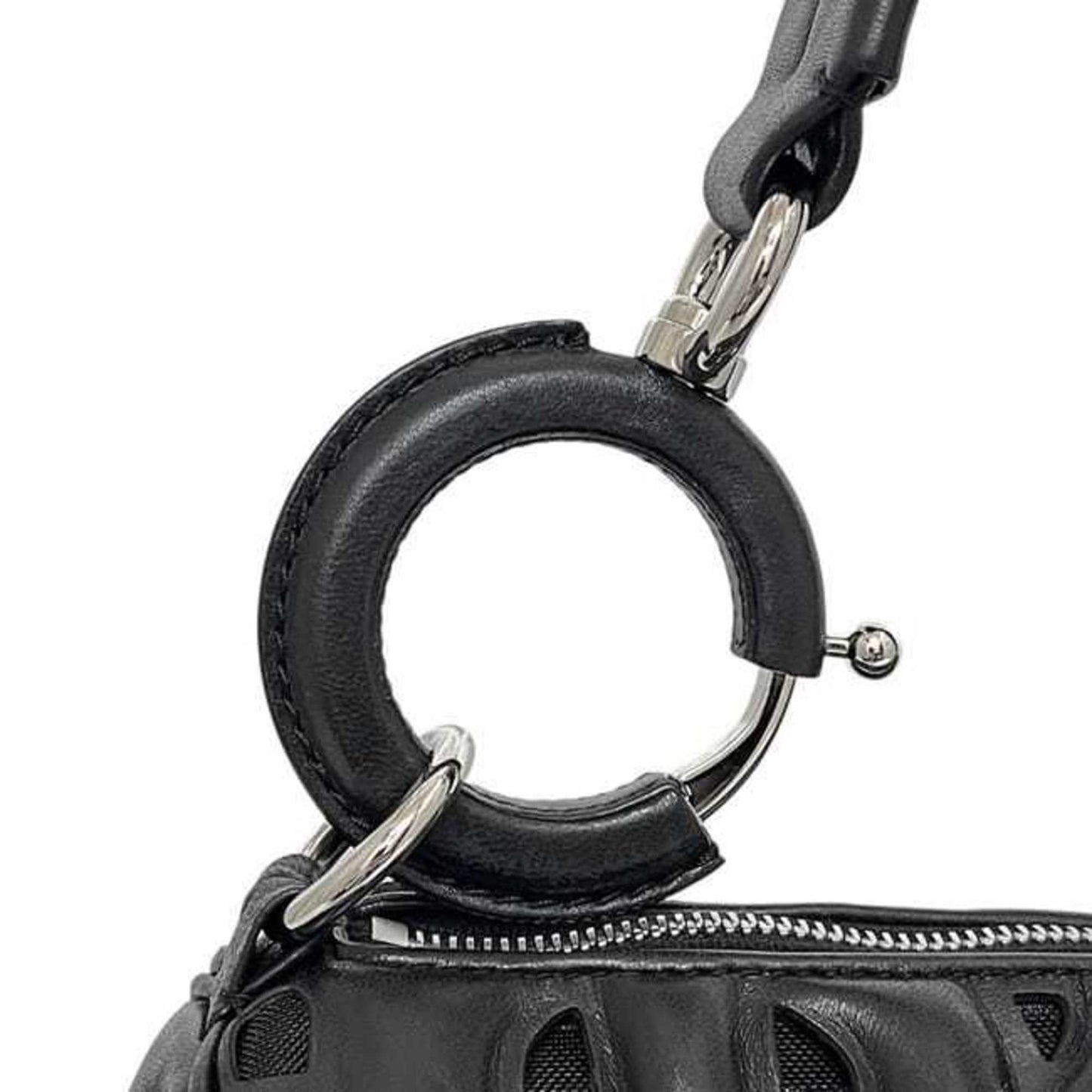 Burberry Ronbi Bag f-24660 Black TB Monogram Leather ITDGSRL37FIR BURBERRY Mesh Cutout Thomas Women's
